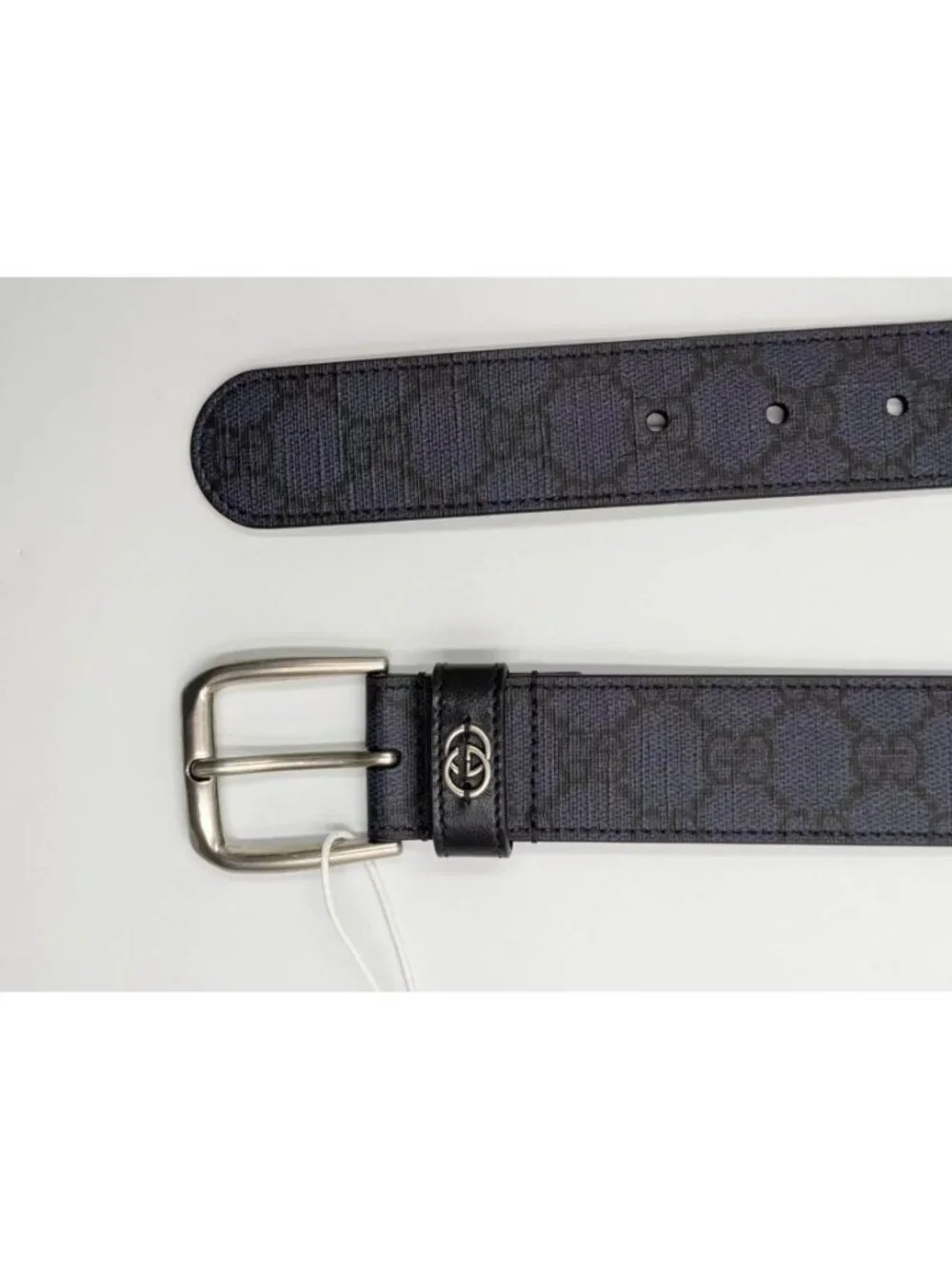 Gucci Men’s Interlocking G Supreme Calfskin W35mm Belt Dark Blue 120cm 673921